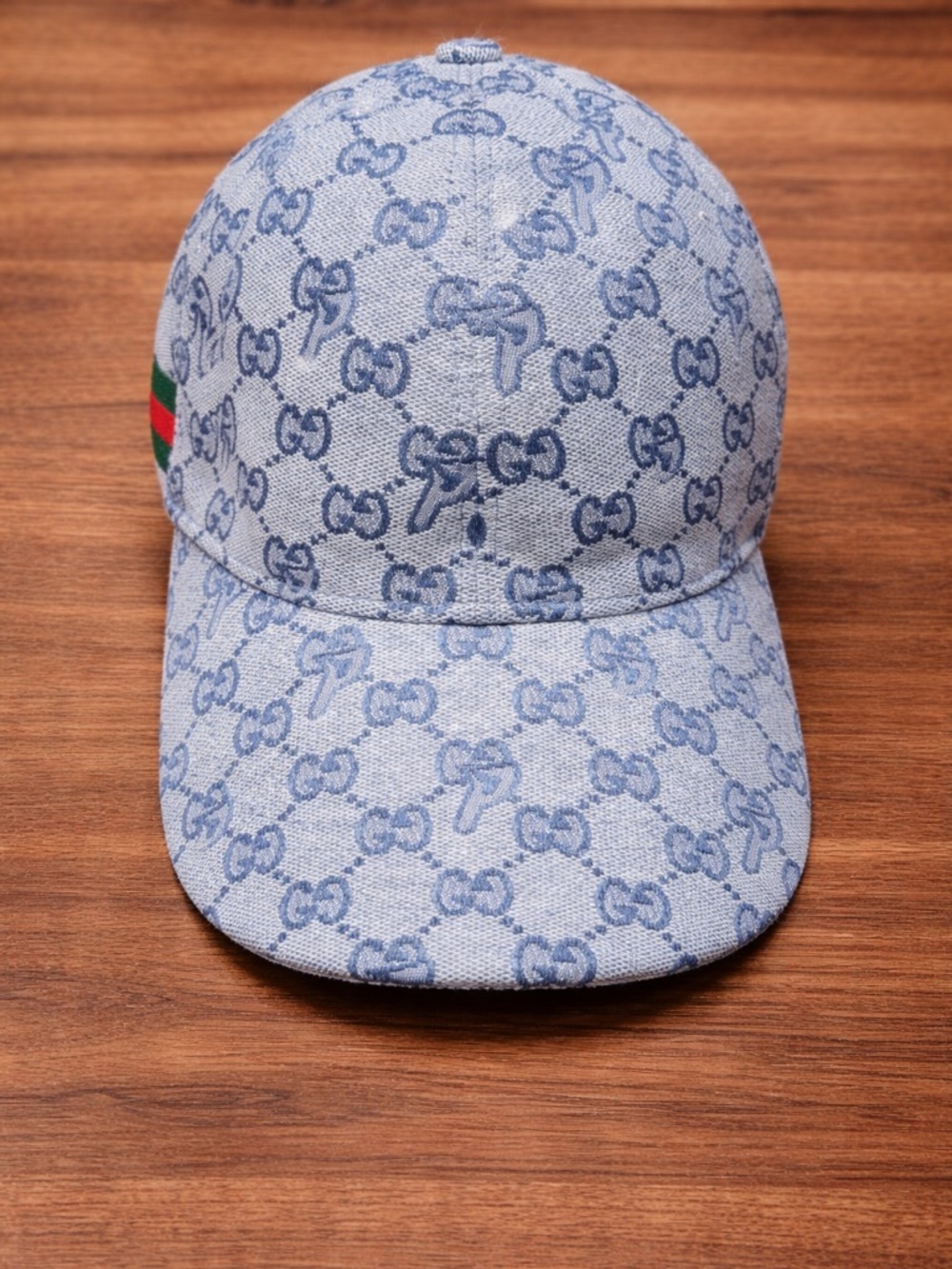 Gucci x Palace Monogram Web Stripe Canvas Baseball Hat - Pale Blue Size M
